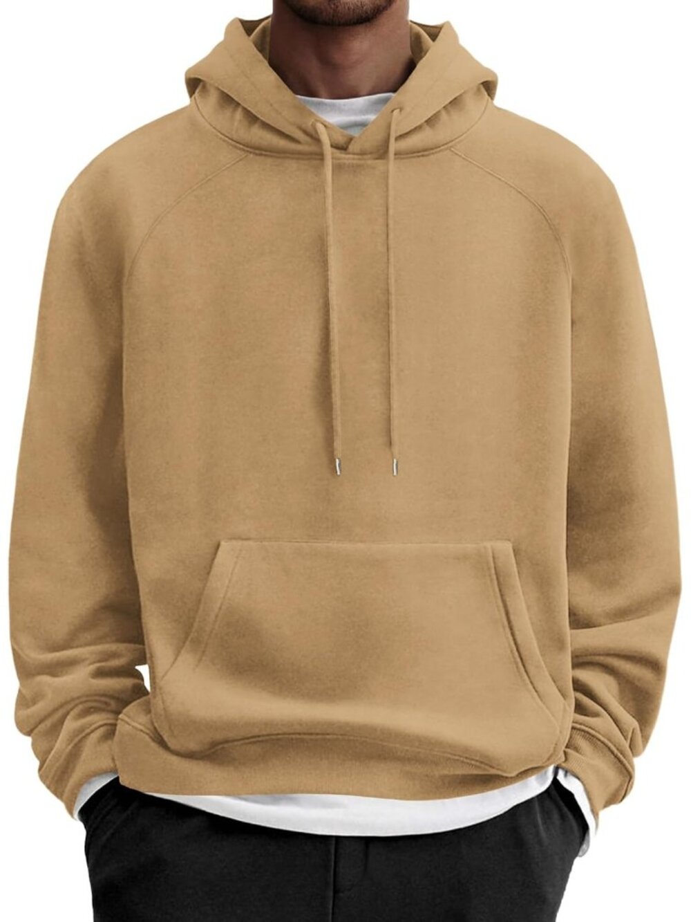 Coofandy Men's Camel Fleece Pullover Long Sleeve Essential Sweatshirt Hoodies